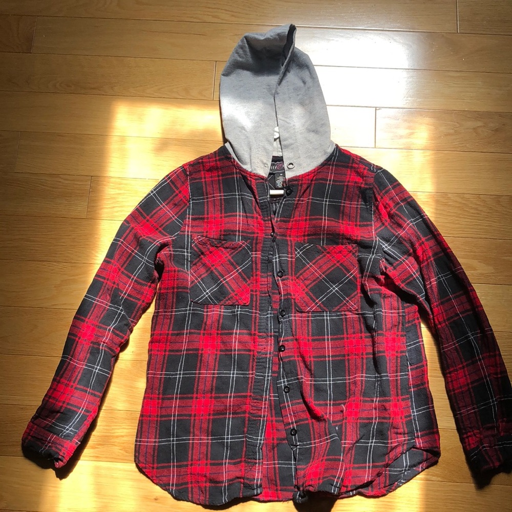 Flannel Hoodie Top